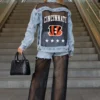 CINCINNATI BENGALS RULE BREAKER DISTRESSED MESH DENIM JACKET