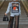 CLEVELAND BROWNS RULE BREAKER DISTRESSED MESH DENIM JACKET 11 CLEVELAND BROWNS RULE BREAKER DISTRESSED MESH DENIM JACKET