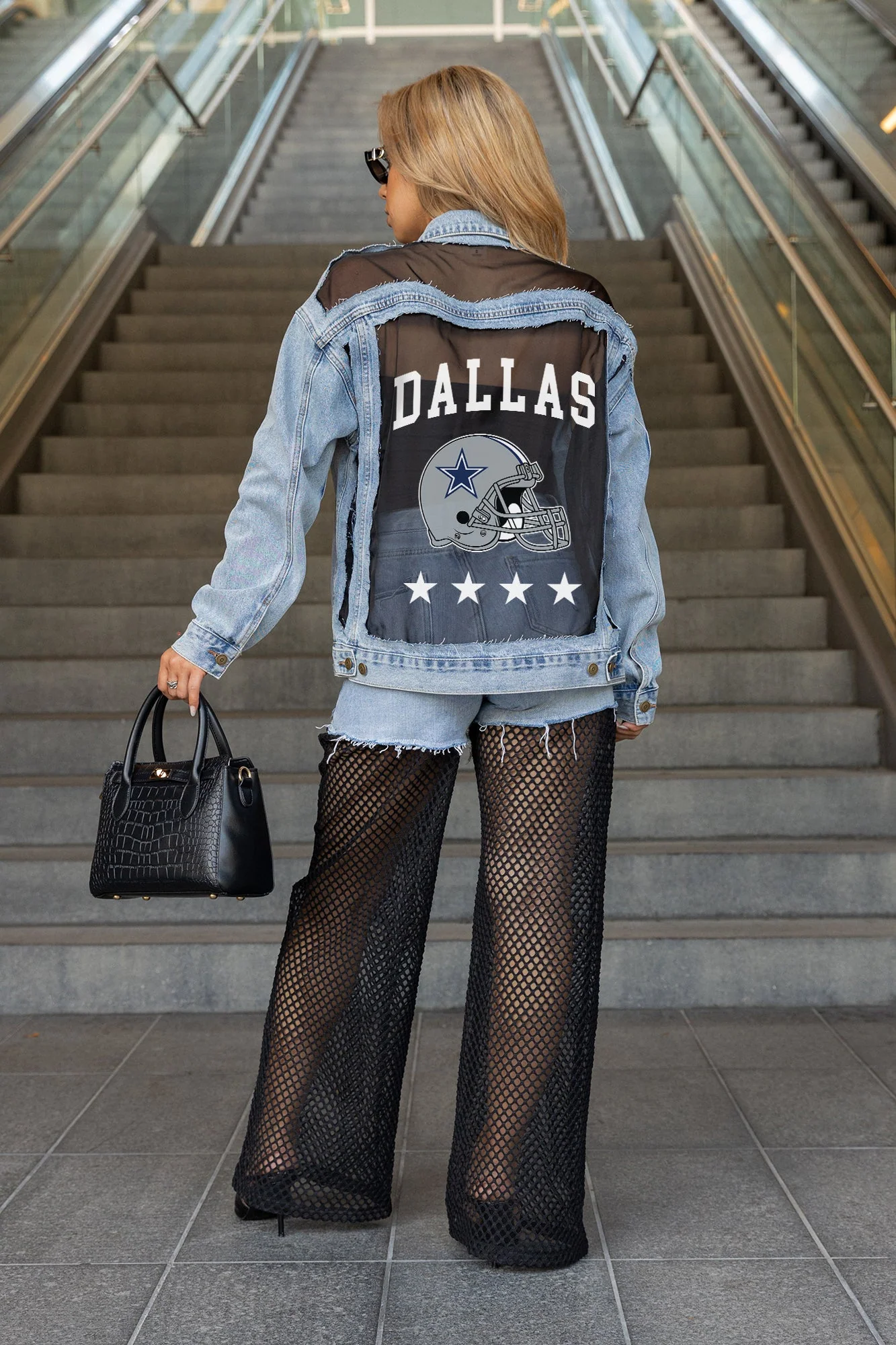 DALLAS COWBOYS RULE BREAKER DISTRESSED MESH DENIM JACKET 1 DALLAS COWBOYS RULE BREAKER DISTRESSED MESH DENIM JACKET