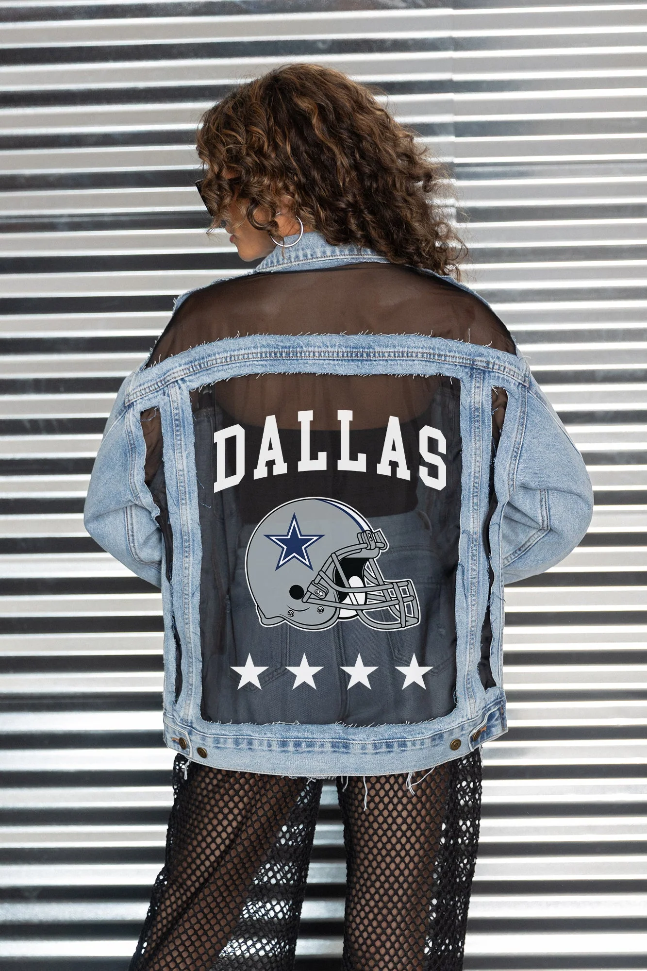 DALLAS COWBOYS RULE BREAKER DISTRESSED MESH DENIM JACKET 3 DALLAS COWBOYS RULE BREAKER DISTRESSED MESH DENIM JACKET