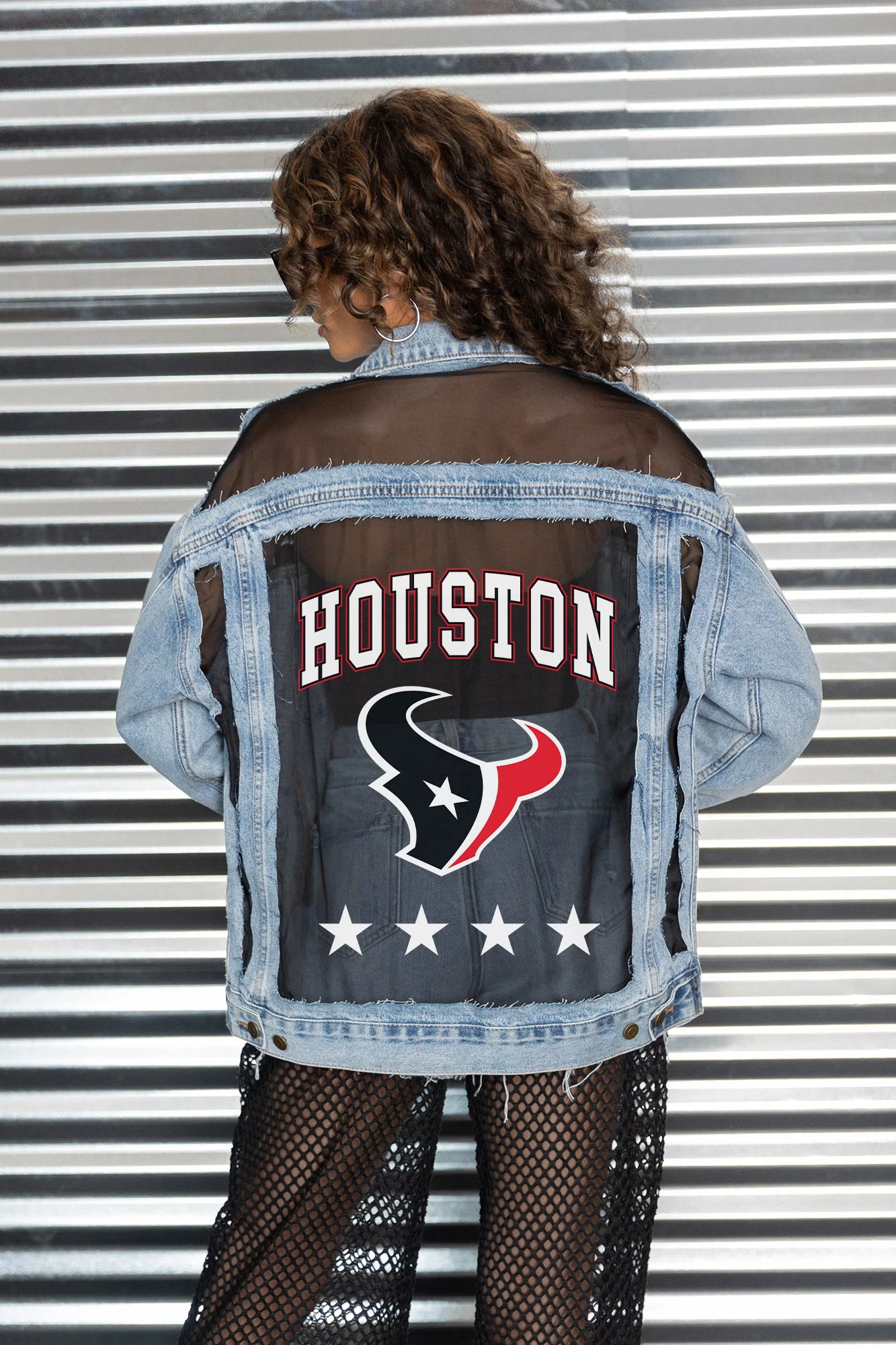 HOUSTON TEXANS RULE BREAKER DISTRESSED MESH DENIM JACKET 3 HOUSTON TEXANS RULE BREAKER DISTRESSED MESH DENIM JACKET