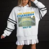 LOS ANGELES CHARGERS OFF THE GRID STRIPE SLEEVE CREWNECK SWEATSHIRT 21 LOS ANGELES CHARGERS OFF THE GRID STRIPE SLEEVE CREWNECK SWEATSHIRT