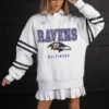 BALTIMORE RAVENS STADIUM STRIPES VARSITY STRIPE SLEEVE CREWNECK SWEATSHIRT