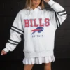 BUFFALO BILLS STADIUM STRIPES VARSITY STRIPE SLEEVE CREWNECK SWEATSHIRT