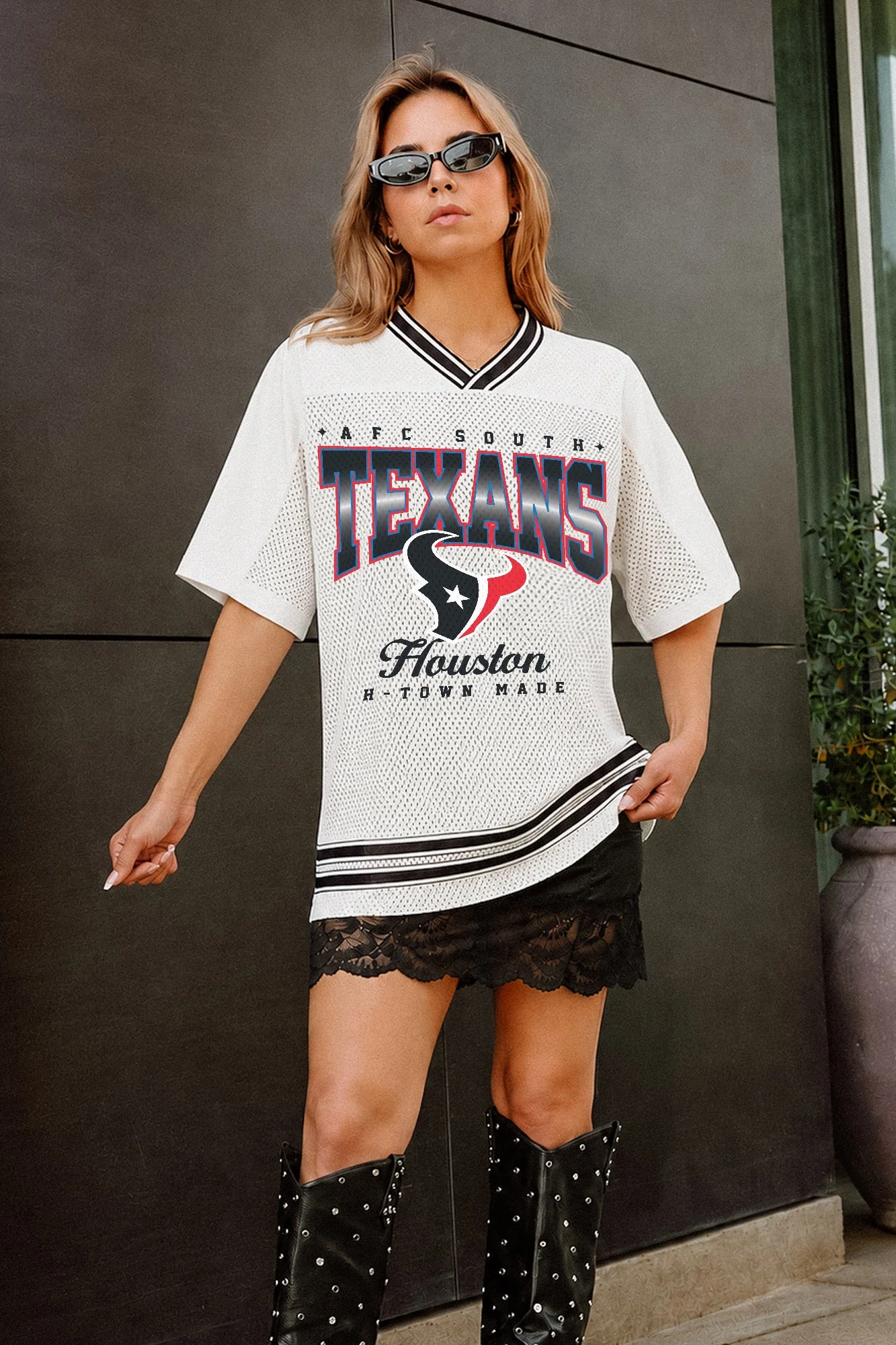 HOUSTON TEXANS SQUAD MENTALITY OVERSIZED MESH FASHION TOP