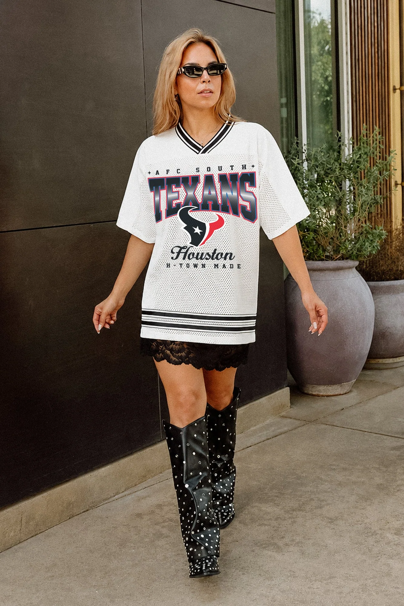 HOUSTON TEXANS SQUAD MENTALITY OVERSIZED MESH FASHION TOP