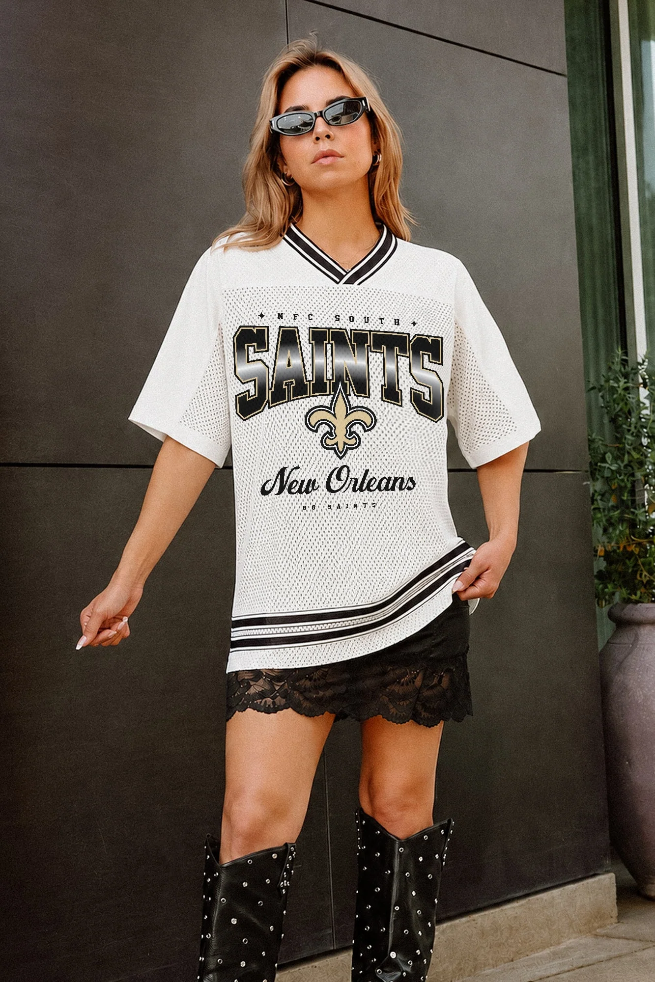 NEW ORLEANS SAINTS SQUAD MENTALITY OVERSIZED MESH FASHION TOP