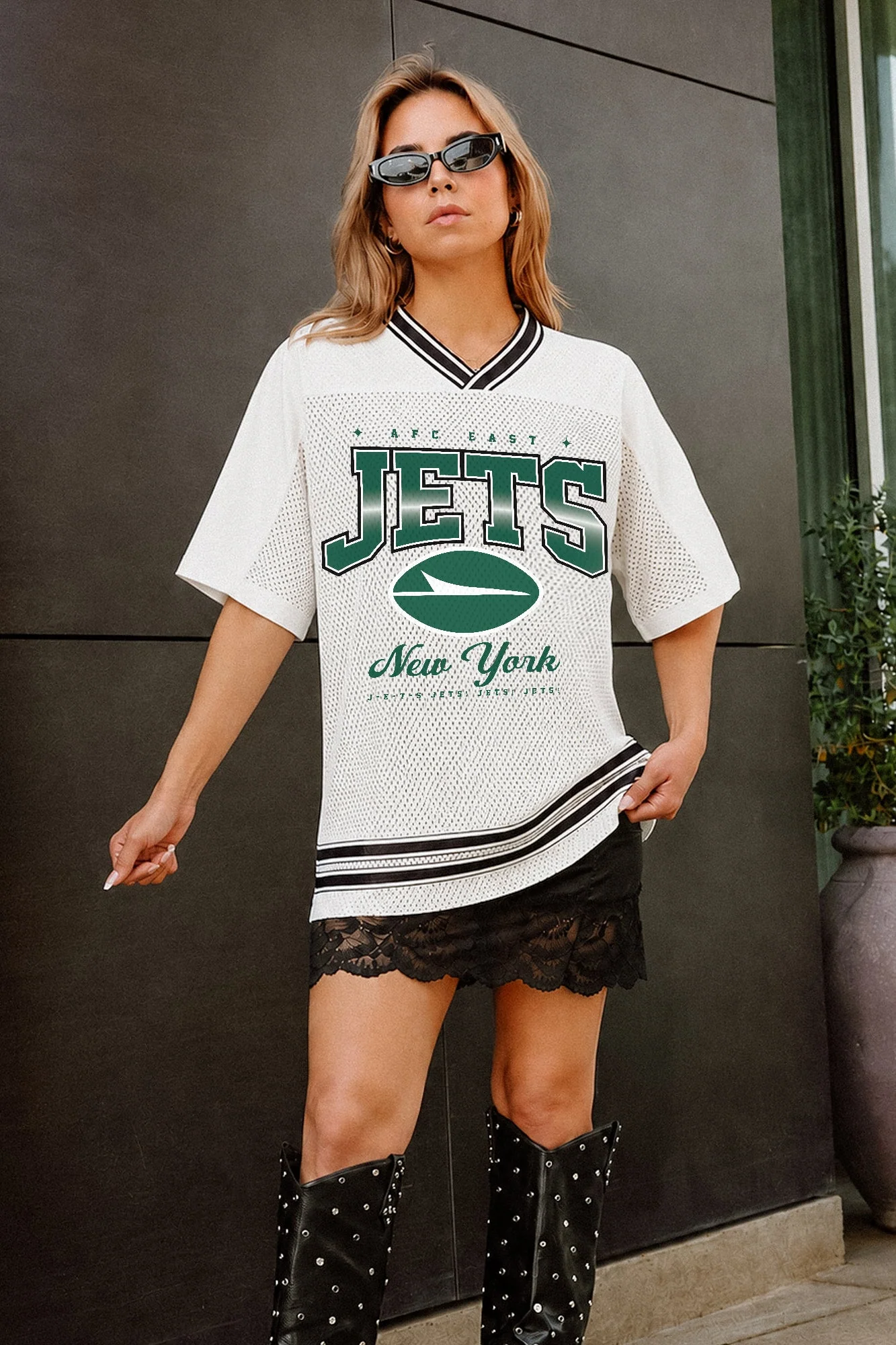 NEW YORK JETS SQUAD MENTALITY OVERSIZED MESH FASHION TOP