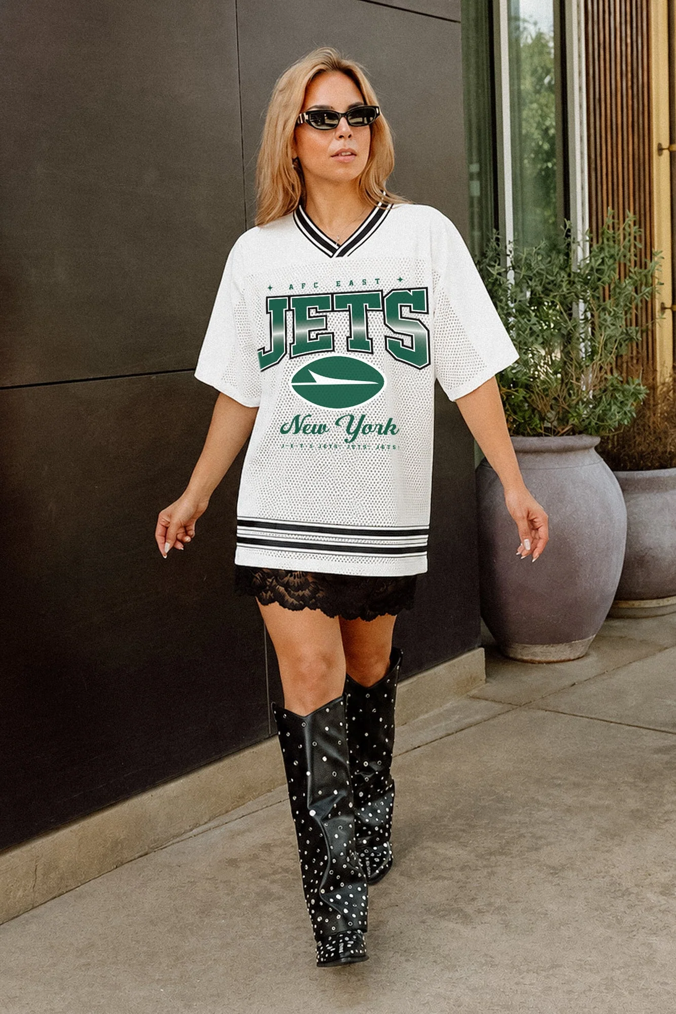 NEW YORK JETS SQUAD MENTALITY OVERSIZED MESH FASHION TOP