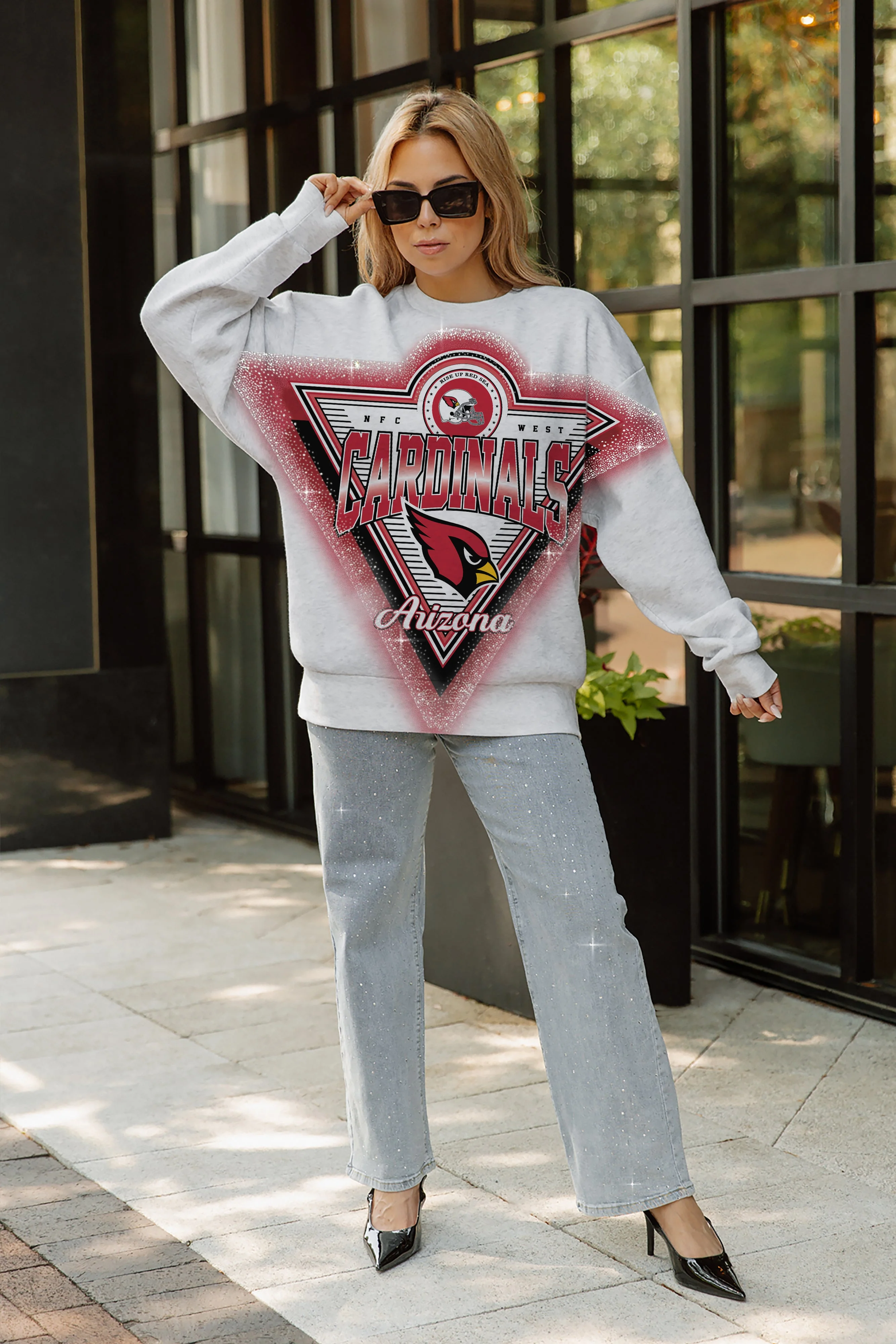 ARIZONA CARDINALS CHASING VICTORY RHINESTONE SPRAY PREMIUM CREWNECK SWEATSHIRT 2 ARIZONA CARDINALS CHASING VICTORY RHINESTONE SPRAY PREMIUM CREWNECK SWEATSHIRT