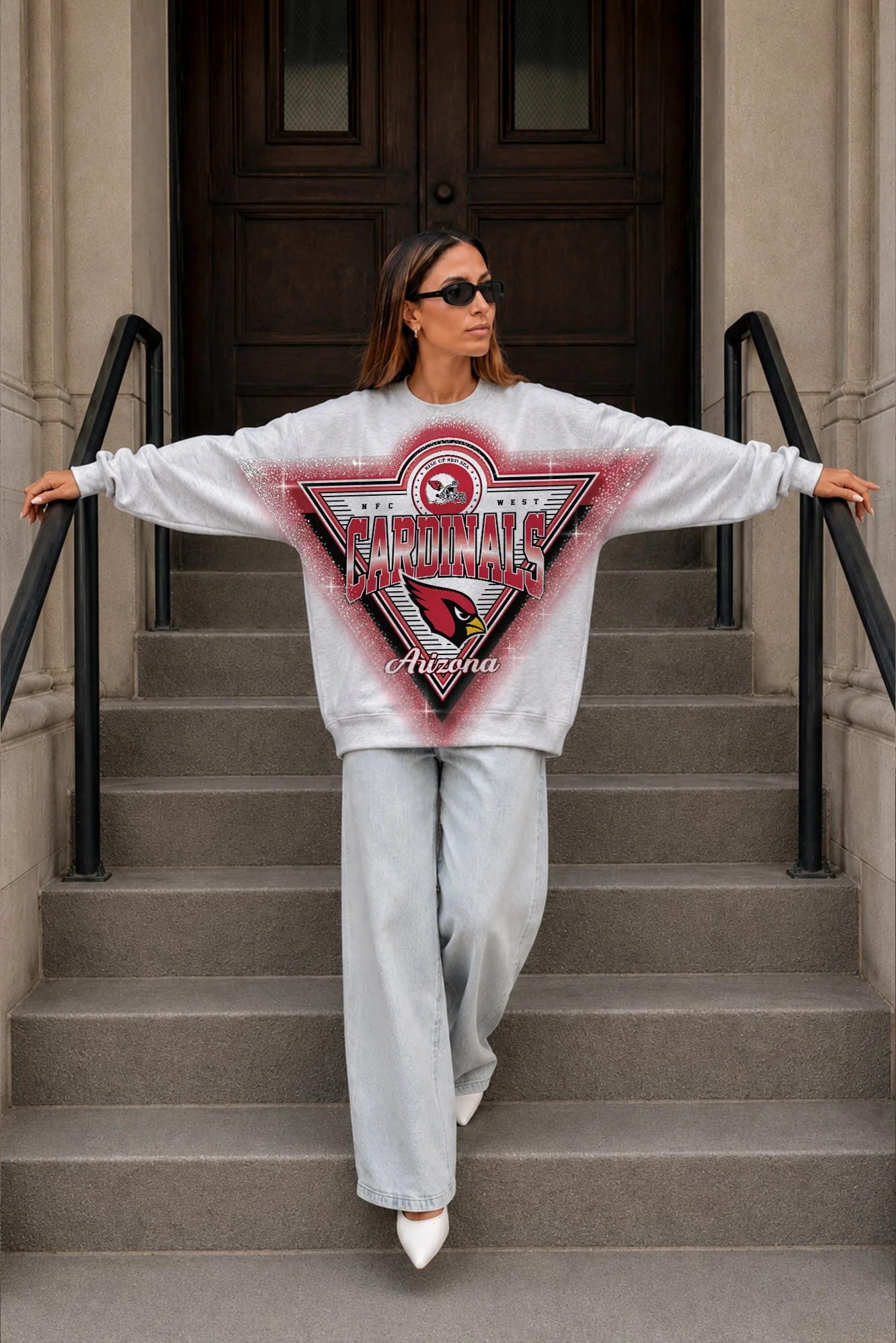 ARIZONA CARDINALS CHASING VICTORY RHINESTONE SPRAY PREMIUM CREWNECK SWEATSHIRT 3 ARIZONA CARDINALS CHASING VICTORY RHINESTONE SPRAY PREMIUM CREWNECK SWEATSHIRT