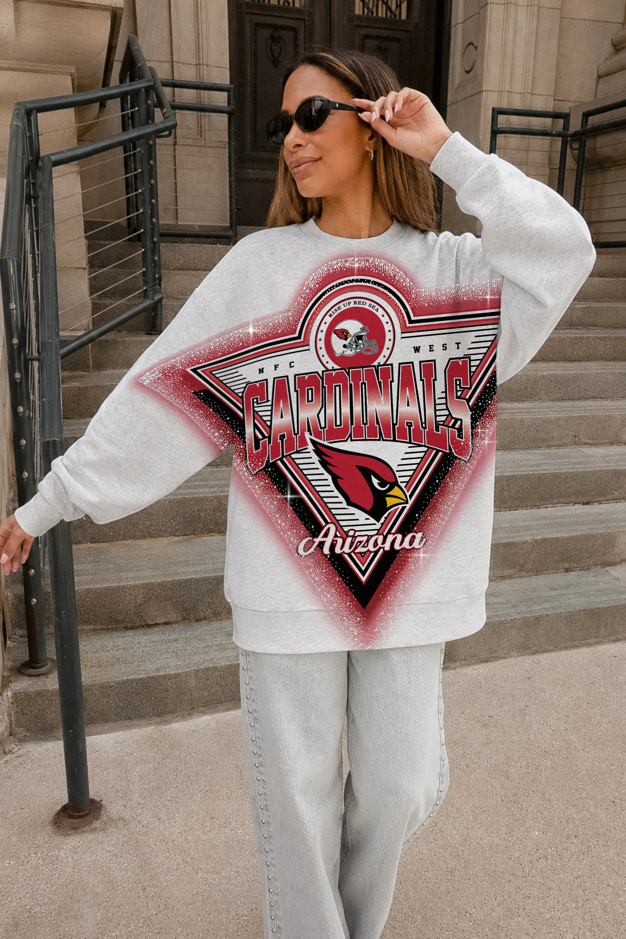 ARIZONA CARDINALS CHASING VICTORY RHINESTONE SPRAY PREMIUM CREWNECK SWEATSHIRT 4 ARIZONA CARDINALS CHASING VICTORY RHINESTONE SPRAY PREMIUM CREWNECK SWEATSHIRT
