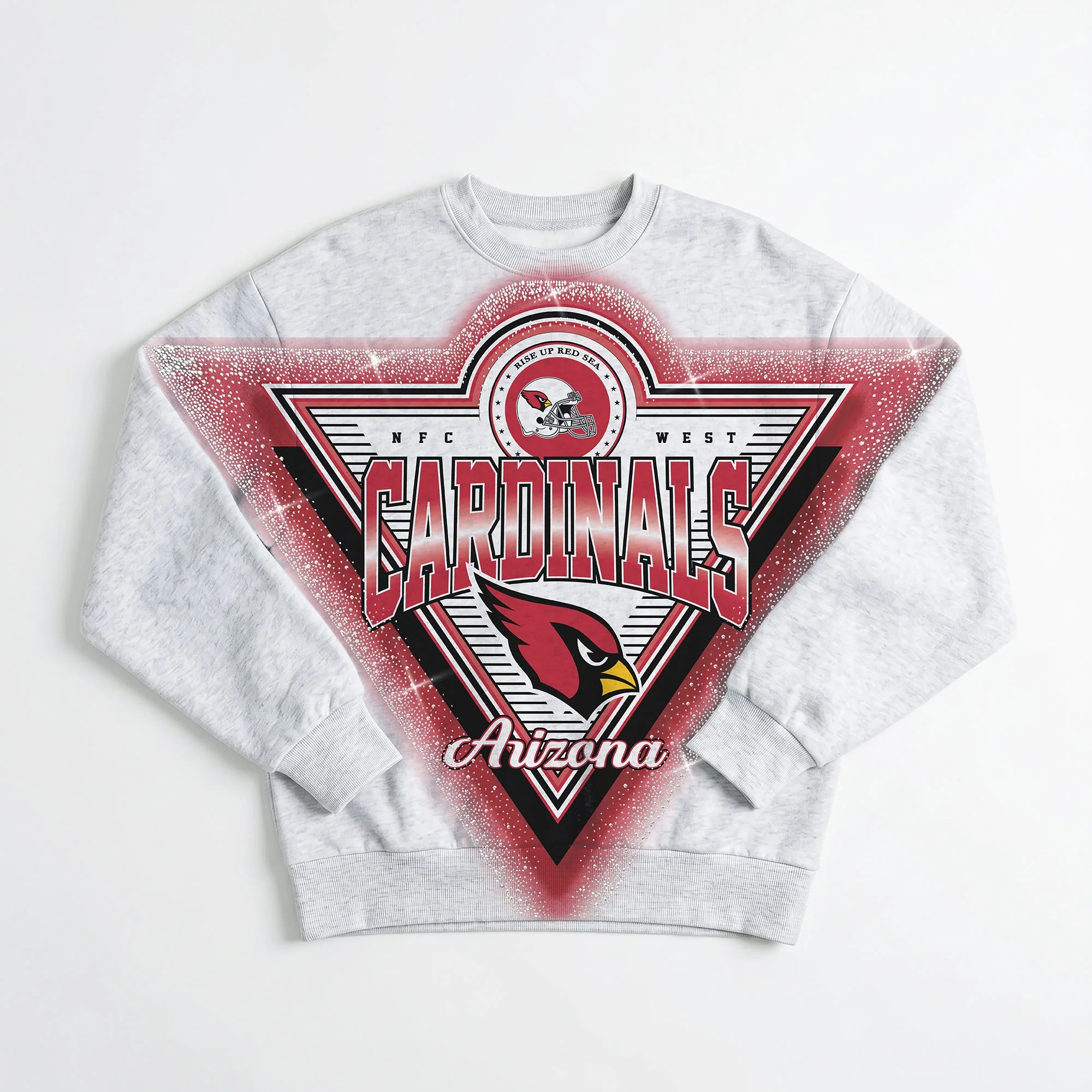 ARIZONA CARDINALS CHASING VICTORY RHINESTONE SPRAY PREMIUM CREWNECK SWEATSHIRT 9 ARIZONA CARDINALS CHASING VICTORY RHINESTONE SPRAY PREMIUM CREWNECK SWEATSHIRT