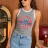 OLE MISS REBELS VICTORY CLUB CONTRAST TRIM FITTED CROP TANK TOP