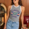 FLORIDA GATORS VICTORY CLUB CONTRAST TRIM FITTED CROP TANK TOP 13 FLORIDA GATORS VICTORY CLUB CONTRAST TRIM FITTED CROP TANK TOP