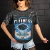 CAROLINA PANTHERS SKY'S THE LIMIT VINTAGE WASH RHINESTONE TEE 19 CAROLINA PANTHERS SKY'S THE LIMIT VINTAGE WASH RHINESTONE TEE
