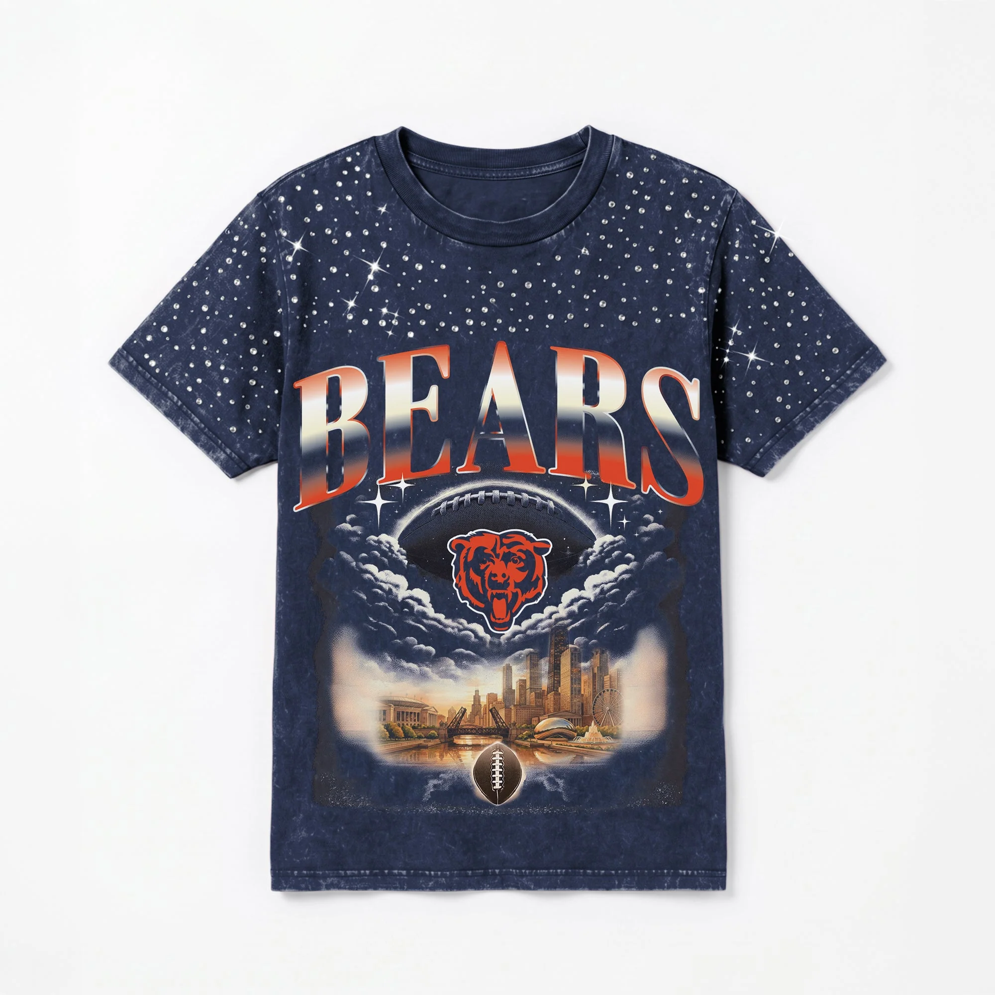 CHICAGO BEARS SKY'S THE LIMIT VINTAGE WASH RHINESTONE TEE 9 CHICAGO BEARS SKY'S THE LIMIT VINTAGE WASH RHINESTONE TEE