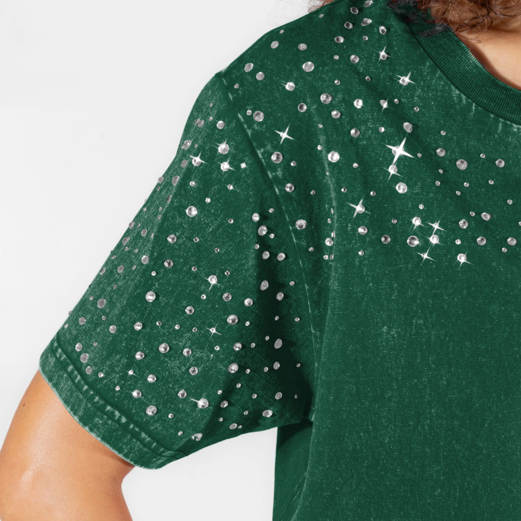 NEW YORK JETS SKY'S THE LIMIT VINTAGE WASH RHINESTONE TEE 8 NEW YORK JETS SKY'S THE LIMIT VINTAGE WASH RHINESTONE TEE