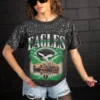 PHILADELPHIA EAGLES SKY'S THE LIMIT VINTAGE WASH RHINESTONE TEE 18 PHILADELPHIA EAGLES SKY'S THE LIMIT VINTAGE WASH RHINESTONE TEE