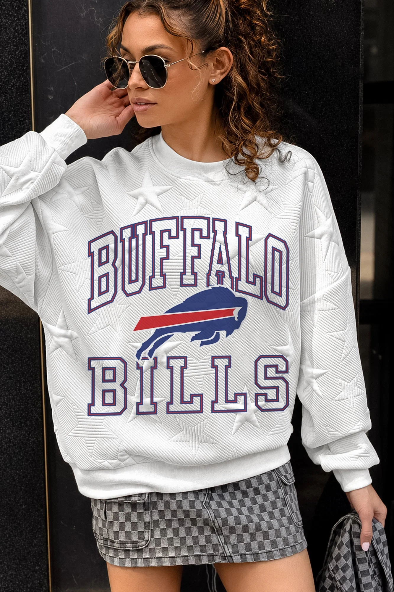 BUFFALO BILLS BIG PLAY ENERGY EMBOSSED STAR CREWNECK 1 BUFFALO BILLS BIG PLAY ENERGY EMBOSSED STAR CREWNECK