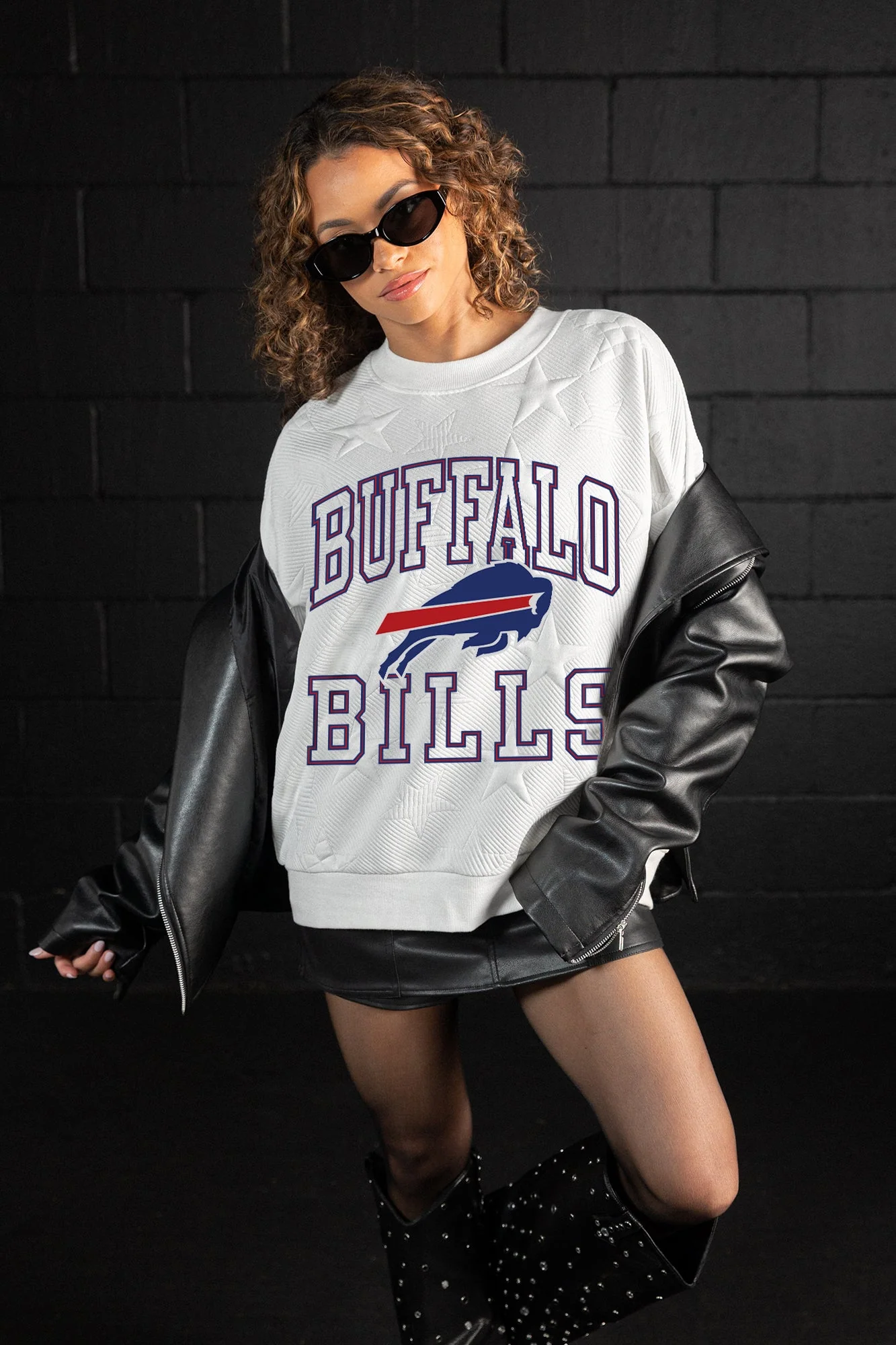 BUFFALO BILLS BIG PLAY ENERGY EMBOSSED STAR CREWNECK 3 BUFFALO BILLS BIG PLAY ENERGY EMBOSSED STAR CREWNECK