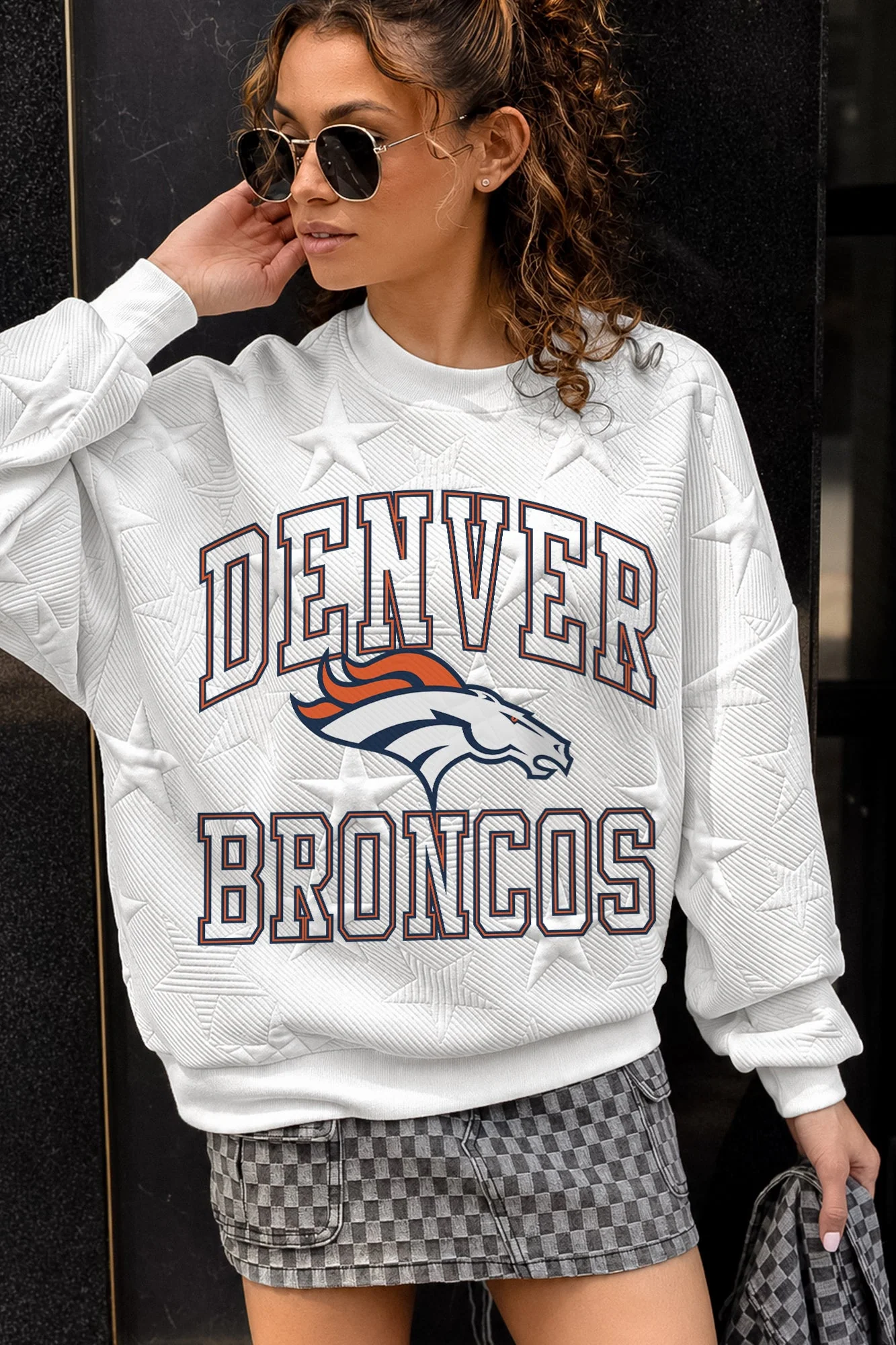 DENVER BRONCOS BIG PLAY ENERGY EMBOSSED STAR CREWNECK