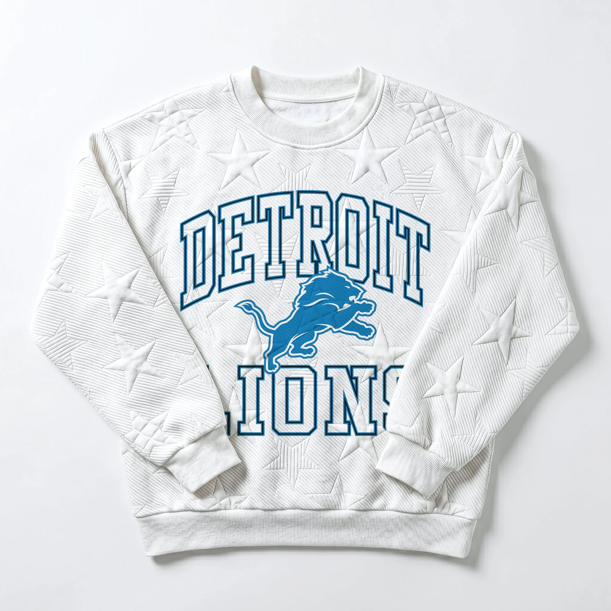 DETROIT LIONS BIG PLAY ENERGY EMBOSSED STAR CREWNECK 9 DETROIT LIONS BIG PLAY ENERGY EMBOSSED STAR CREWNECK