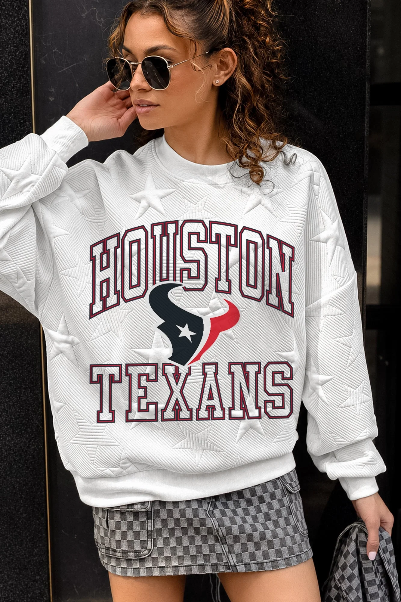 HOUSTON TEXANS BIG PLAY ENERGY EMBOSSED STAR CREWNECK