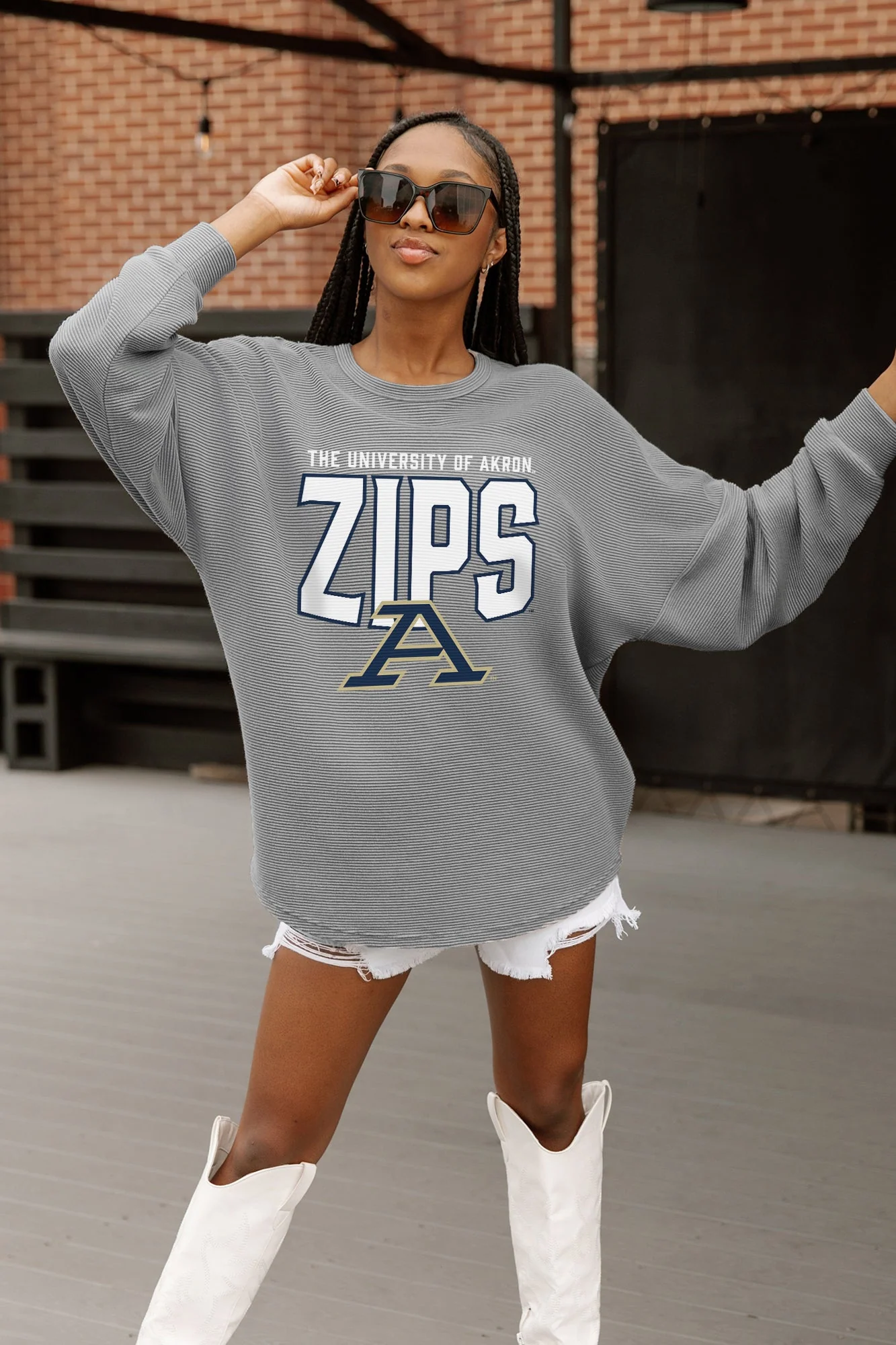 AKRON ZIPS PURE MOTION VINTAGE WASH CORDED PULLOVER