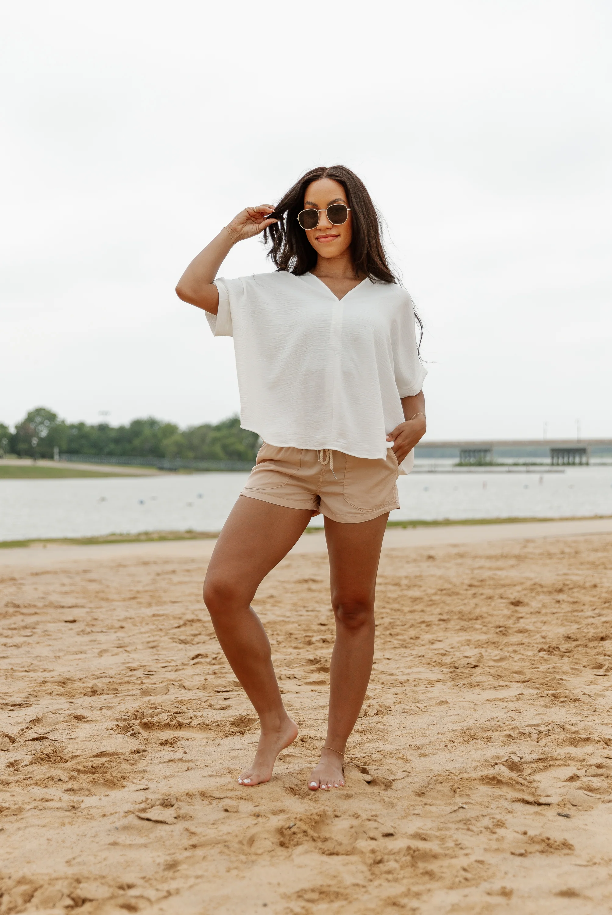 ON A WAVE ROPE DRAWSTRING TENCEL SHORTS