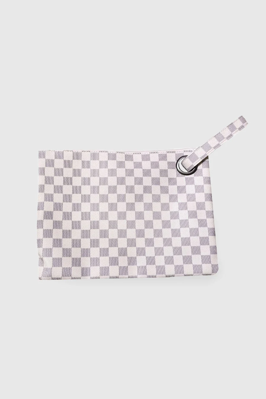THE "AVERY" FAUX LEATHER CHECKERED WRISTLET IN BEIGE 1 THE "AVERY" FAUX LEATHER CHECKERED WRISTLET IN BEIGE