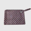 THE "AVERY" FAUX LEATHER CHECKERED WRISTLET IN BROWN 2 THE "AVERY" FAUX LEATHER CHECKERED WRISTLET IN BROWN