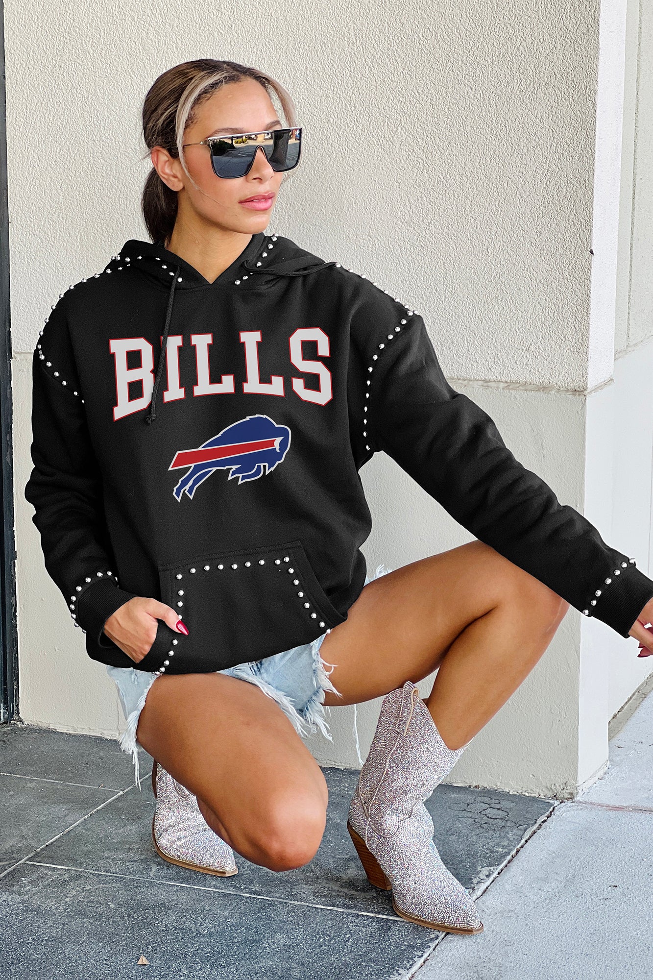 BUFFALO BILLS Catch the Vibe Studded Detail Hoodie