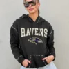 BALTIMORE RAVENS Catch the Vibe Studded Detail Hoodie 10 BALTIMORE RAVENS Catch the Vibe Studded Detail Hoodie