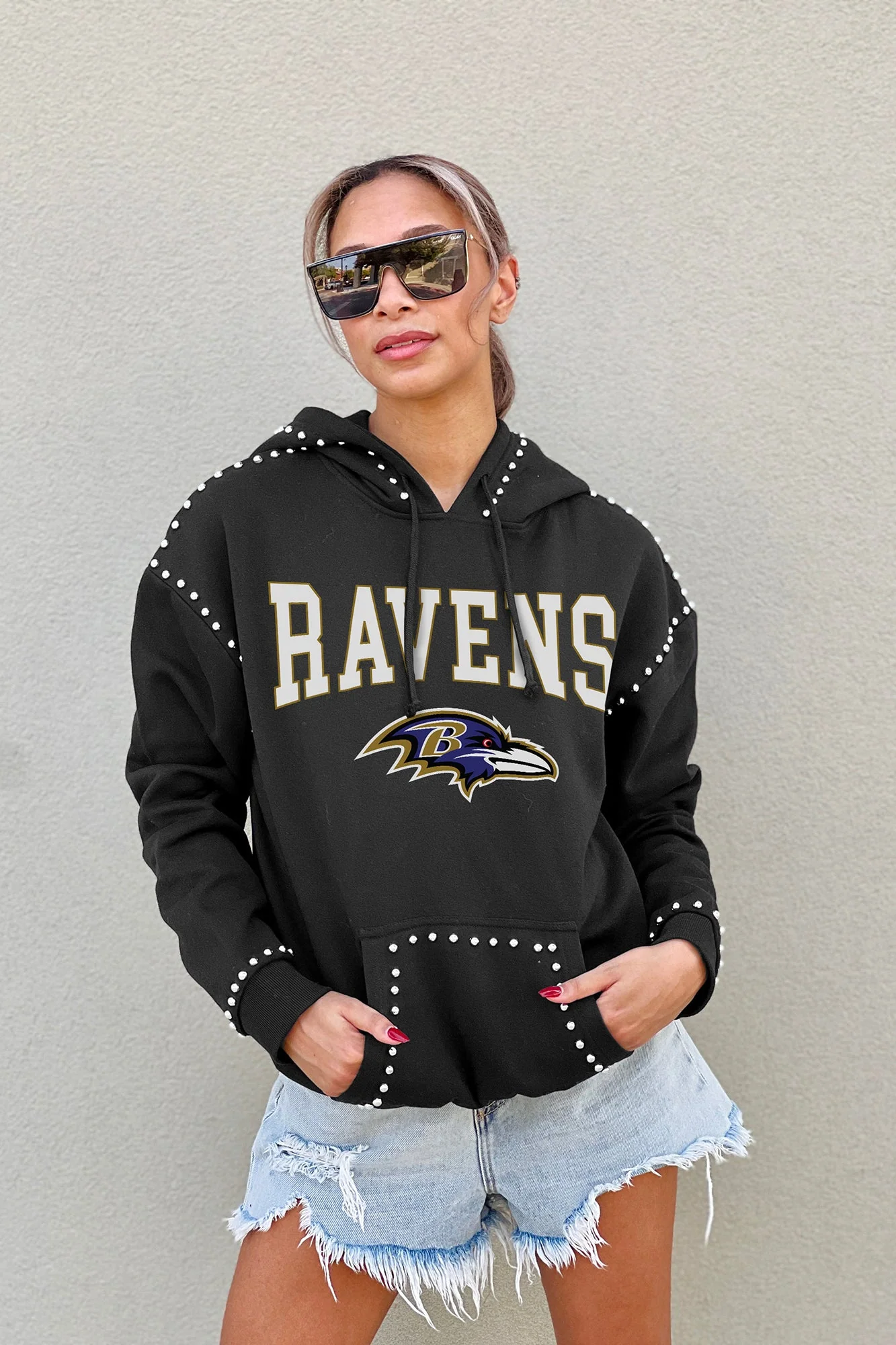 BALTIMORE RAVENS Catch the Vibe Studded Detail Hoodie