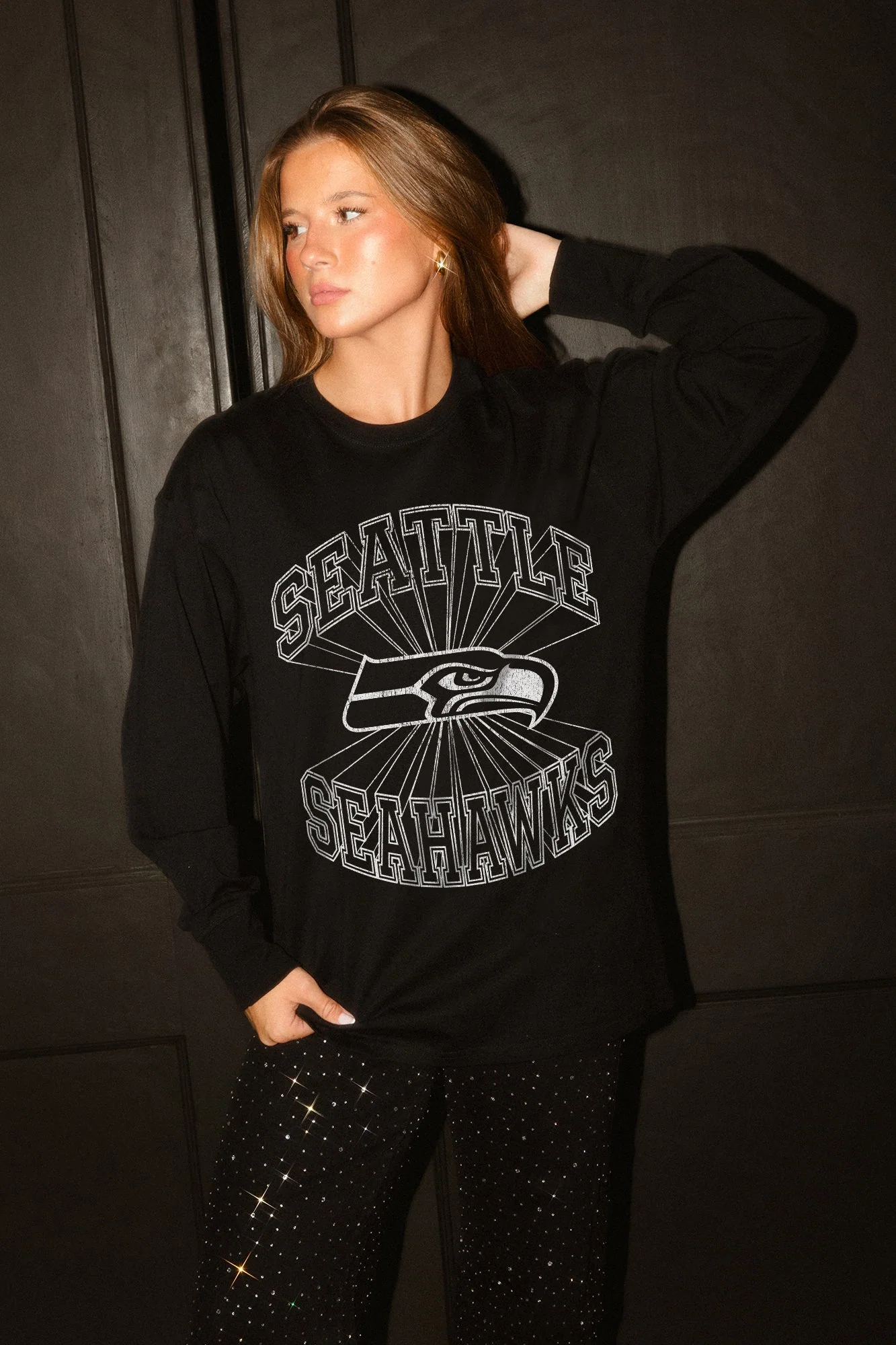 SEATTLE SEAHAWKS SPOTLIGHT OVERSIZED LONG SLEEVE TEE