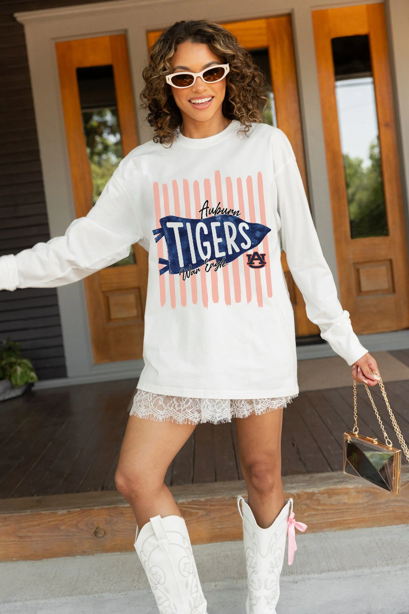 AUBURN TIGERS RALLY STRIPE ESSENTIAL RELAXED FIT LONG SLEEVE TEE